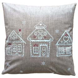 Housse de coussin maison en pain d'épice 45x45