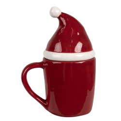 Mug bonnet de noël 300ml en céramique avec couvercle