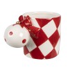 Mug boule de noël rouge et blanc 350ml en céramique