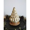 Décoration sapin de noël en verre teinte or pâle marbré et bois ø13x19 Taille S