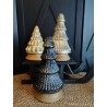 Décoration sapin de noël en verre teinte or pâle marbré et bois ø13x19 Taille S