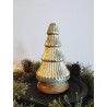 Décoration sapin de noël en verre teinte or et bois ø13x25