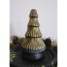 Décoration sapin de noël en verre teinte noir, or jaune et bois ø14x25