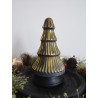 Décoration sapin de noël en verre teinte noir, or jaune et bois ø14x25