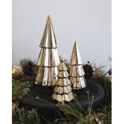 Décoration sapin de noël en porcelaine teinte or ø6x11