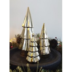 Décoration sapin de noël en porcelaine teinte or ø6x11