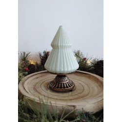 Décoration sapin de noël luminineux en verre et métal teinte vert d'eau ø10x18