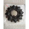 Miroir convexe fleur baroque noir et or