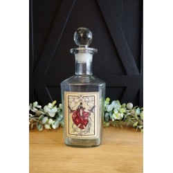 Bouteille en verre cœur ex voto aux 3 épées 31cm