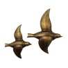 Lot de 2 oiseaux en vol teinte bronze effet usé