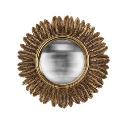 Miroir de sorcière plumes incurvées or vieilli ø33 (Taille L)